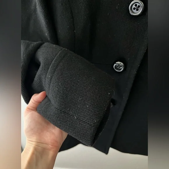 Women’s J. Crew Black Wool Coat Size 8 - Picture 4 of 6